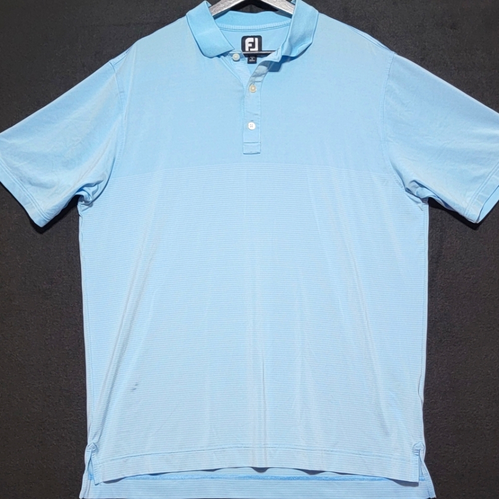 FootJoy Blue Striped Stretch Cotton Golf Shirt‎ Size L. #616